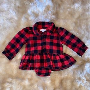 NWOT Mud Pie Buffalo Plaid Flannel Ruffle Romper6M
